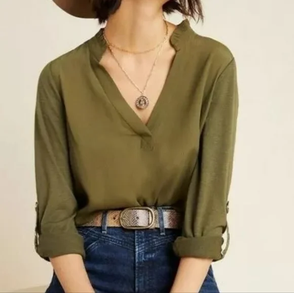 Porridge Anthropologie Aidan Tab Sleeve Top - Picture 1 of 5